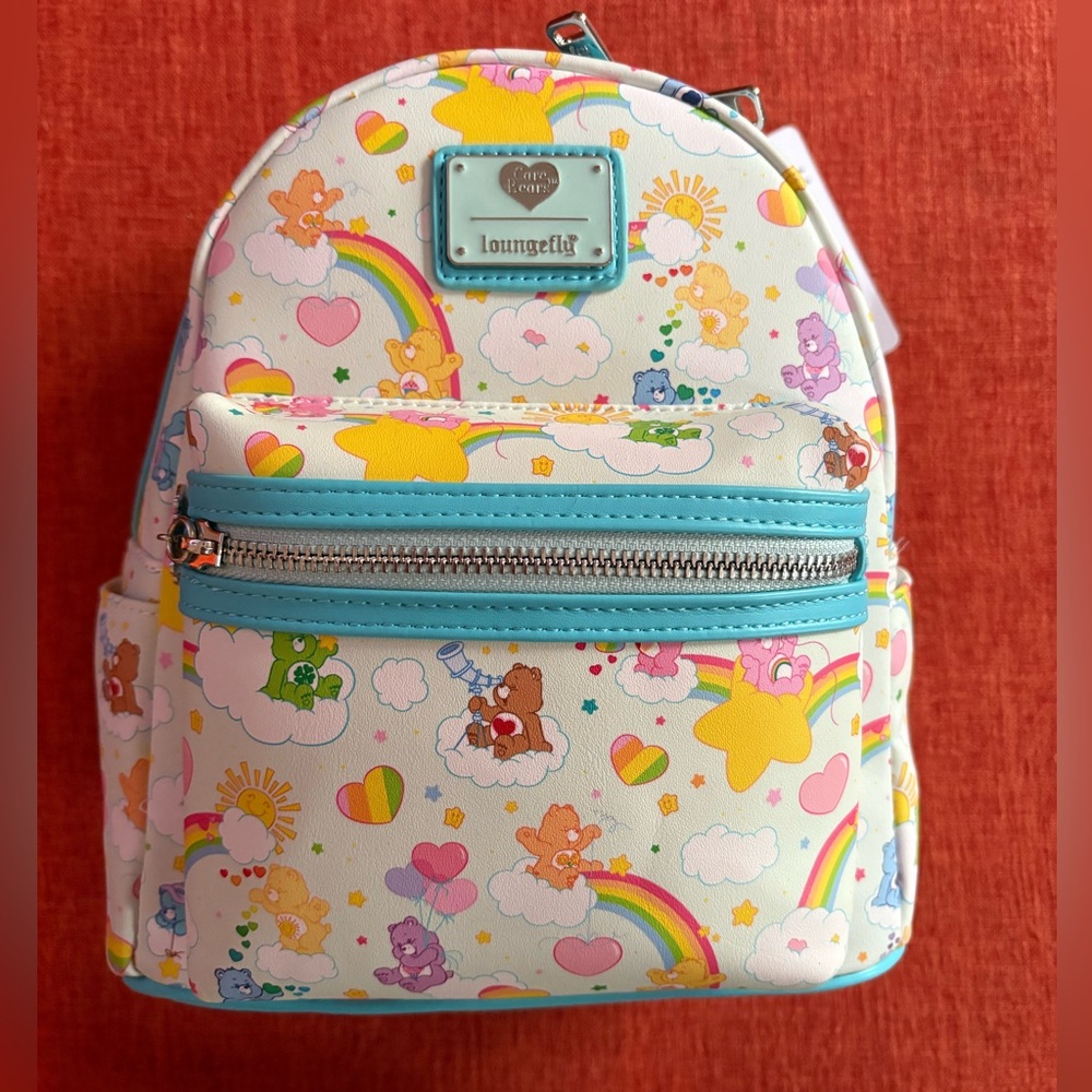 NWT Genuine Loungefly Care Bear 40th Anniversary Rainbow Mini Backpack